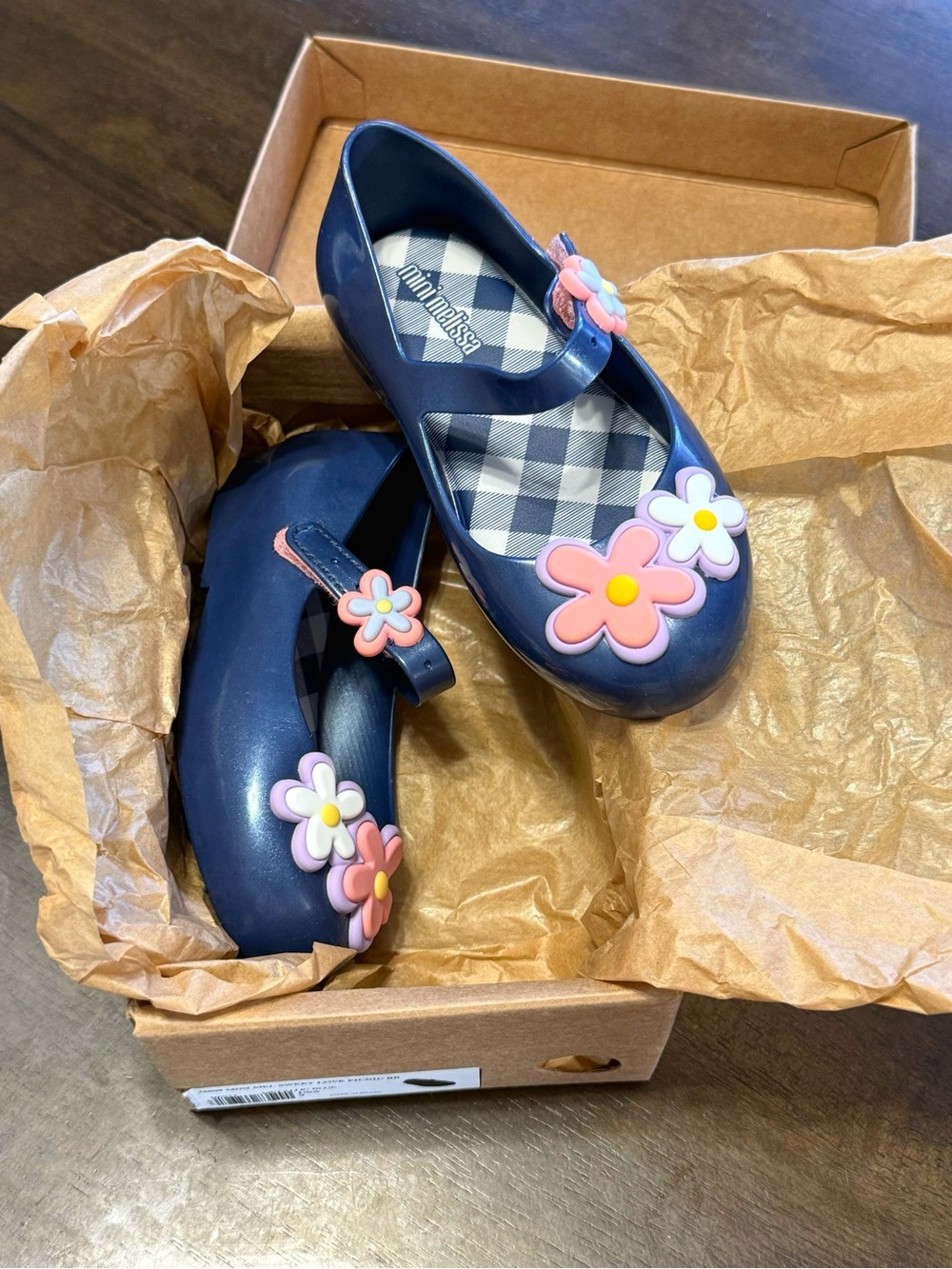MINI MELISSA Metallic blue pink white flower Sweet Love Picnic Flats shoes